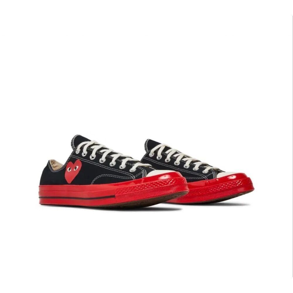 Converse Comme des Garçons Play x Chuck 70 Low 'Black Red' Sneakers Kid's Size 3